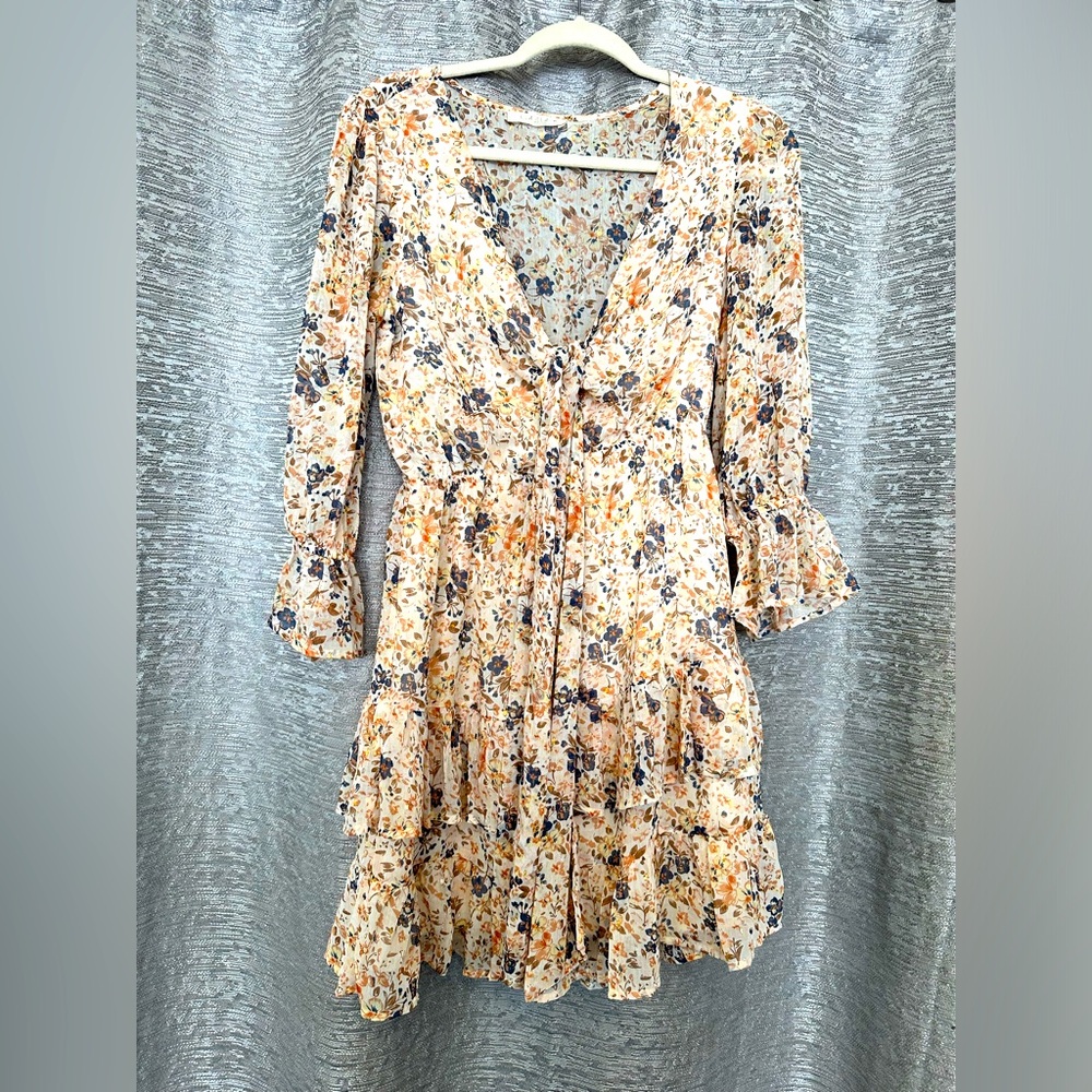 ILLA ILLA Drop Waist Floral Ruffle Mini Dress